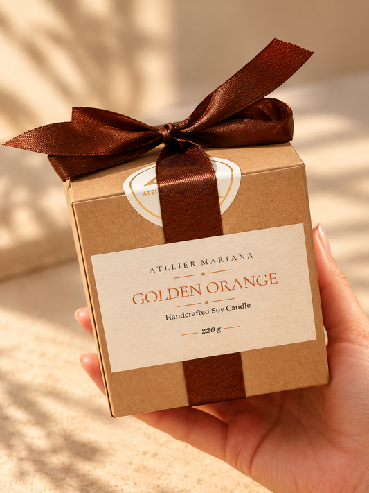 Sojawachskerze „Golden Orange“ (220 g) – Feine Handarbeit aus München