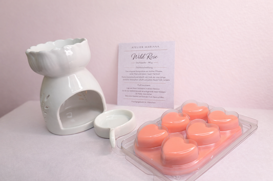 Duftset „Blume & Herz“ – Duftlampe + 1 Pack Herz-Wax-Melts