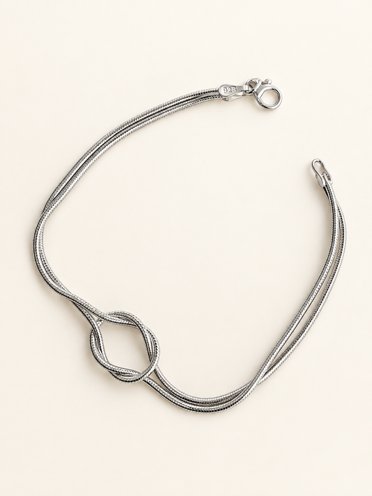 Dreireihiges Knotenarmband aus 925er Silber