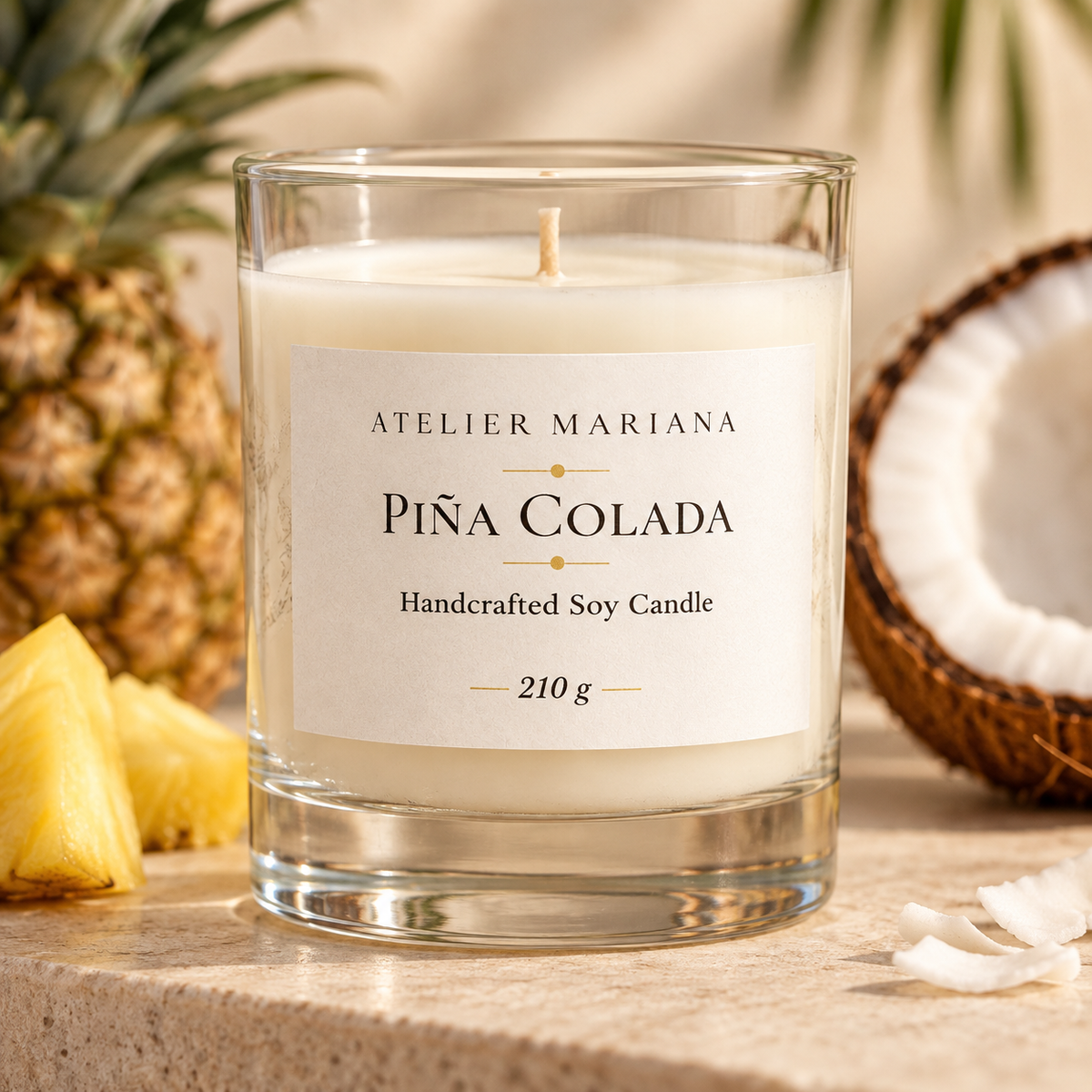 Piña Colada Soja-Kerze – Tropische Duftkerze | Handgemacht