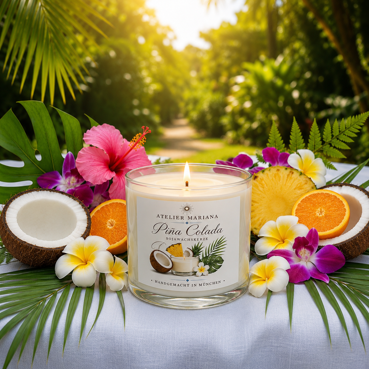 Piña Colada Soja-Kerze – Tropische Duftkerze | Handgemacht
