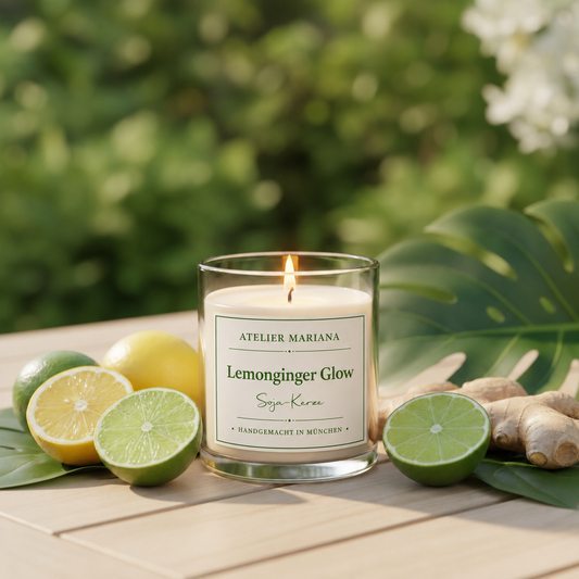 Lemonginger Glow – Soja-Duftkerze mit Zitronengras & Ingwer | Handgemacht