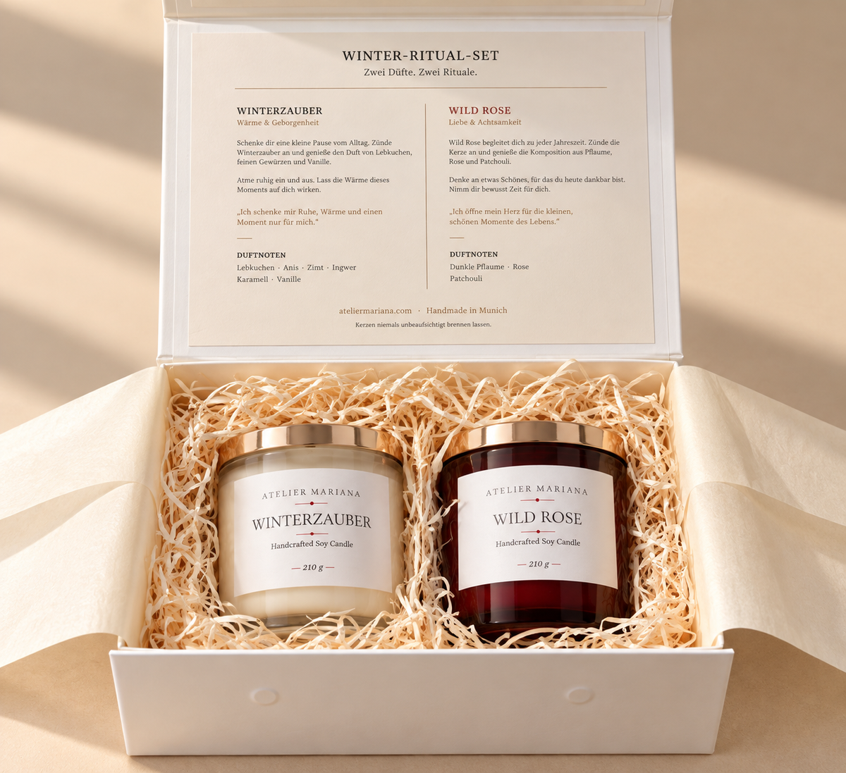Duftkerzen-Geschenkset Winter & Bloom – 2 × 210 g | Atelier Mariana
