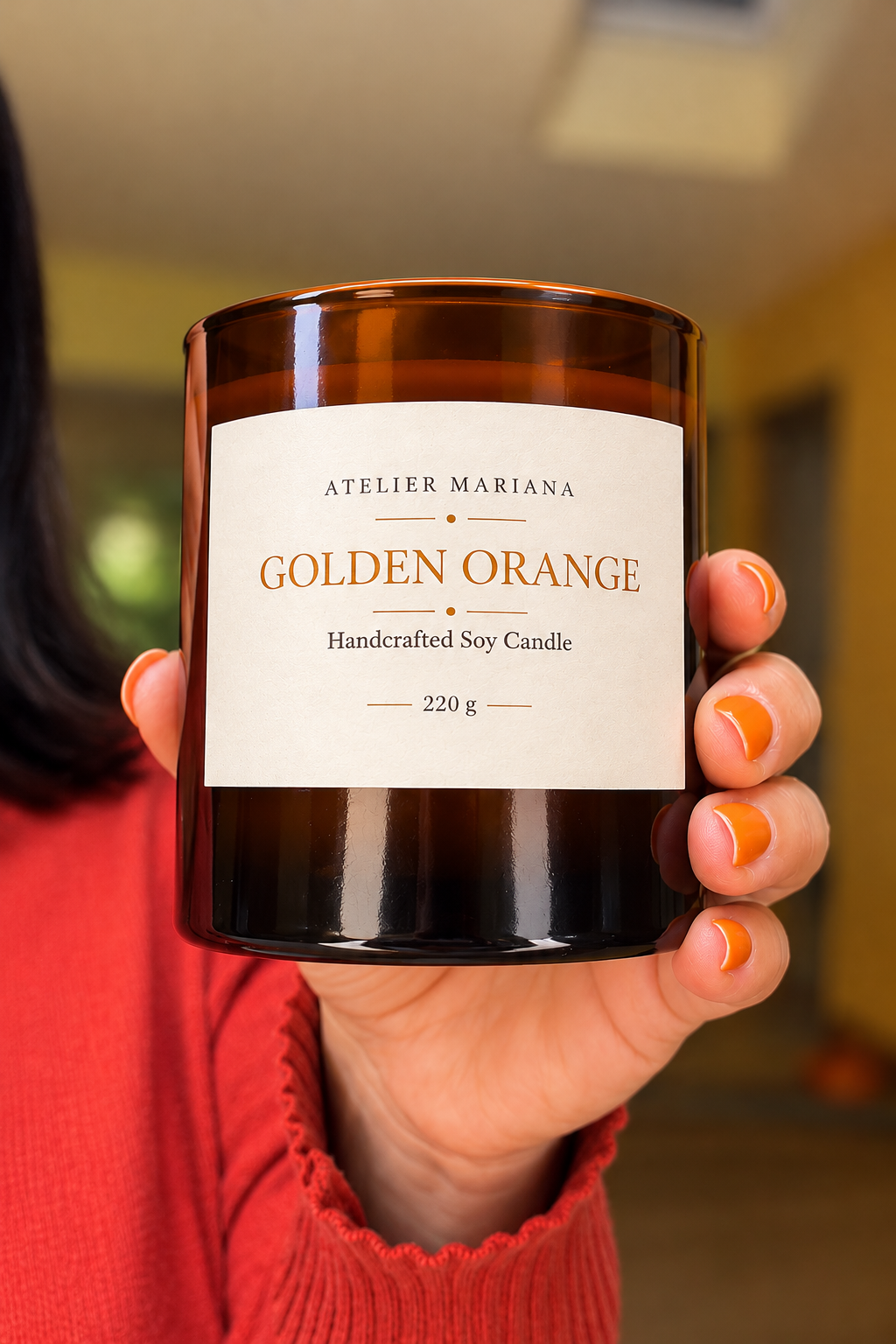 Sojawachskerze „Golden Orange“ (220 g) – Feine Handarbeit aus München