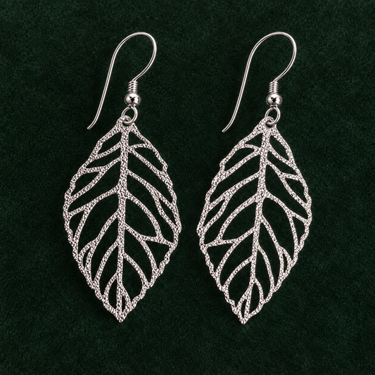 Filigrane Blatt-Ohrringe aus 925er Silber